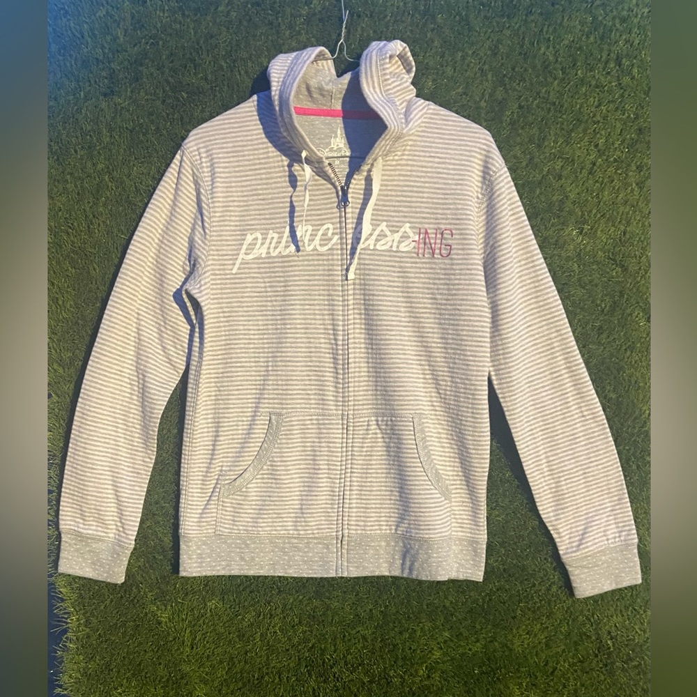 Disney Gray and Pink Striped Women's Sweater